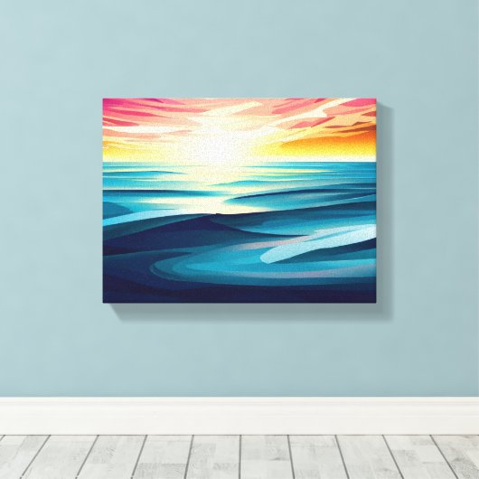 Impression d'art abstrait coloré Vagues de coucher (Insitu (Plancher de Bois))