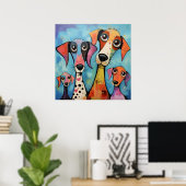 Impression d'art abstrait de chiens colorés, (Bureau à domicile)