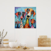 Impression d'art abstrait de chiens colorés, (Cuisine)