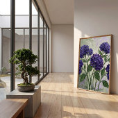Impression d'art abstrait d'hortensia violet profo