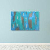 Impression d'art Abstrait en bleu, vert et gris (Insitu (Plancher de Bois))