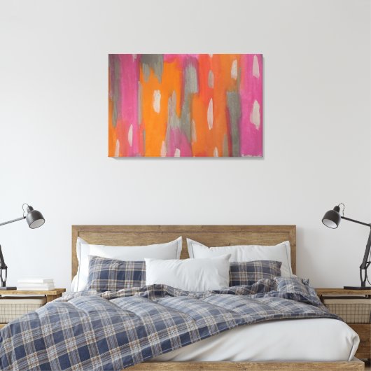 Impression d'art Abstrait en rose, orange et gris (Insitu(Chambre))