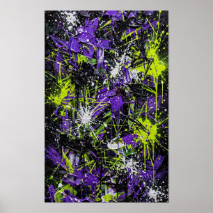 Impression d'art abstrait graffiti néon vert citro