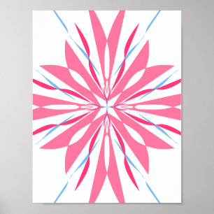 Impression d'art abstrait mandala floral rose et b