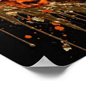 Impression d'art abstrait Orange Noir Or Feu (Coin)