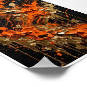 Impression d'art abstrait Orange Noir Or Feu (Coin)