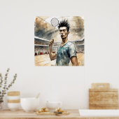 Impression d'art aquarelle de badminton (Cuisine)