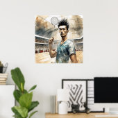 Impression d'art aquarelle de badminton (Bureau à domicile)