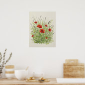 Impression d'art aquarelle de coquelicots et de ma (Cuisine)