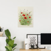 Impression d'art aquarelle de coquelicots et de ma (Bureau à domicile)