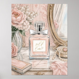 Impression d'art aquarelle de flacon de parfum d'a