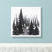 Impression d'art aquarelle de forêt de pins monoch (Insitu (Plancher de Bois))