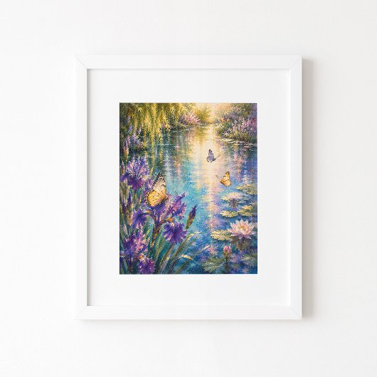 Impression d'art aquarelle Jardin de papillons