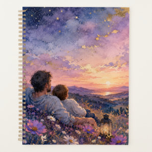 Impression d'art aquarelle Père et Enfant contempl