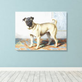 Impression d'art aquarelle vintage de chien pug (Insitu (Plancher de Bois))