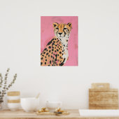 Impression d'art au guépard rose – Art mural mode (Cuisine)