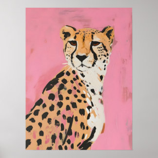 Impression d'art au guépard rose – Art mural mode