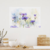 Impression d'art au style aquarelle de Bleuet (Cuisine)