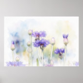 Impression d'art au style aquarelle de Bleuet (Devant)