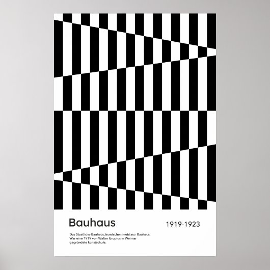 Impression d'art Bauhaus noir blanc en grille rayé (Devant)