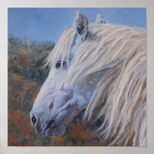 Impression d'art blanc Mustang (Devant)
