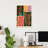 Impression d'art botanique abstrait Boho Floral (Bureau à domicile)