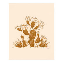 Impression d'art botanique de cactus du désert fle
