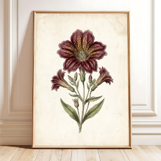 Impression d'art botanique de cottage vintage