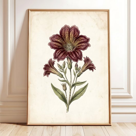 Impression d'art botanique de cottage vintage