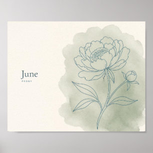 Impression d'art botanique de pivoine Fleur de j