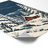 Impression d'art Cabane Rouge Pins Blancs (Coin)
