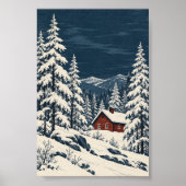 Impression d'art Cabane Rouge Pins Blancs (Devant)
