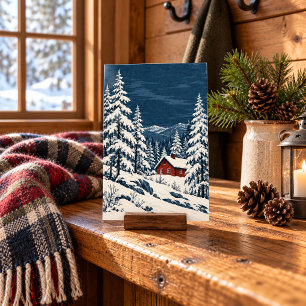 Impression d'art Cabane Rouge Pins Blancs