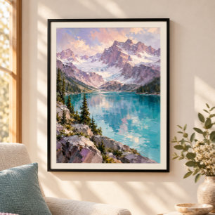 Impression d'art chromatique du lac de glacier