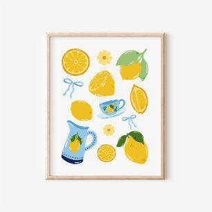 Impression d'art collage de citron méditerranéen d