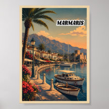 Impression d'art d'affiche de voyage à Marmaris Tu