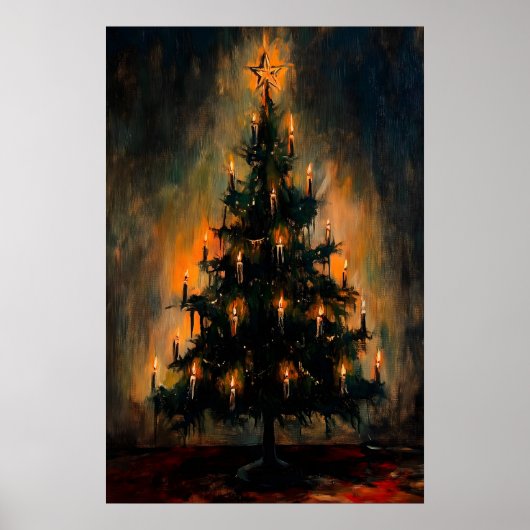 Impression d'art d'arbre de Noël vintage Dark Acad (Devant)