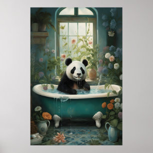Impression d'art de bain de fleurs de Panda, Botan