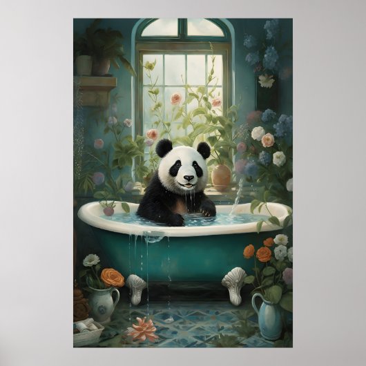 Impression d'art de bain de fleurs de Panda, Botan (Devant)