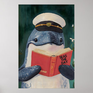 Impression d'art de baleine fantaisiste lisant 'Se
