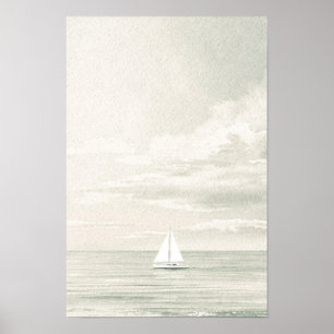 Impression d'art de bateau à voile côtier et océan