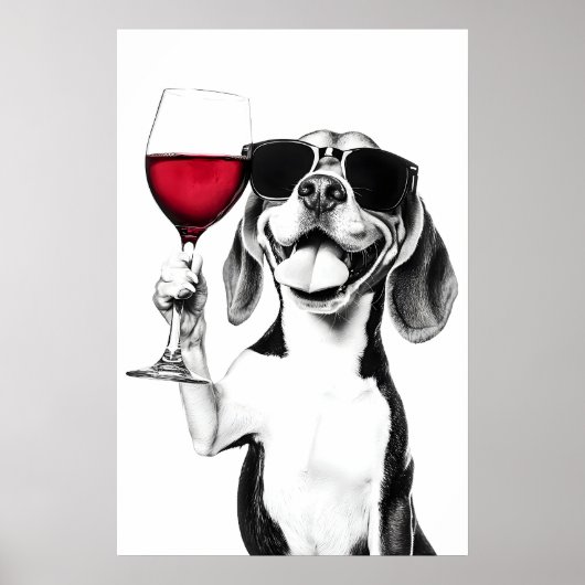 Impression d'art de Beagle buvant du vin Cuisine d (Devant)