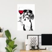 Impression d'art de Beagle buvant du vin Cuisine d (Bureau à domicile)