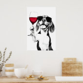 Impression d'art de Beagle buvant du vin Cuisine d (Cuisine)