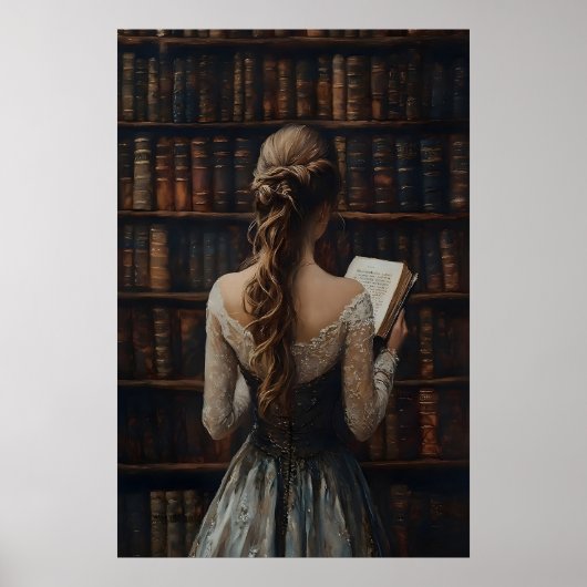 Impression d'art de bibliothèque vintage, cadeau p (Devant)