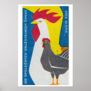 Impression d'art de boîte d'allumettes de Coq et P