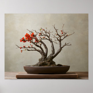 Impression d'art de Bonsaï de Cognassier du Japon