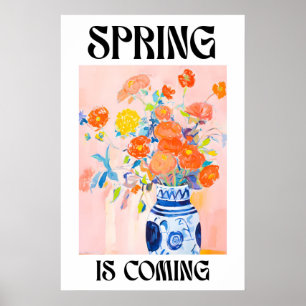 Impression d'art de bouquet floral printanier vase