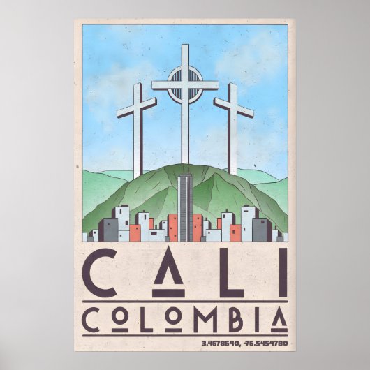 Impression d'art de Cali Colombie de style vintage (Devant)