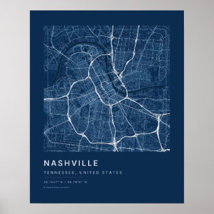 Impression d'art de carte de ville de Nashville TN